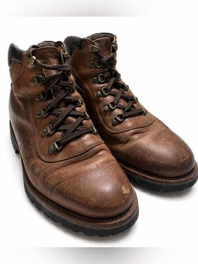 Trask Leather Boots Brown Vibram Sole Rugged Workwear Lace Up Men 9.5